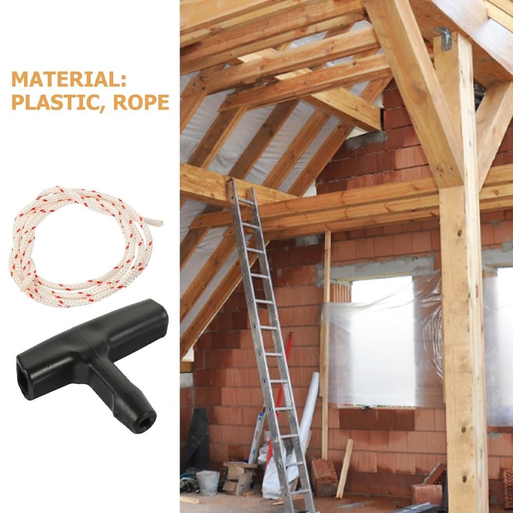 2 Sets Attic Pull Down Cord with Handle, 4M Garage Door Emergency Release Rop...