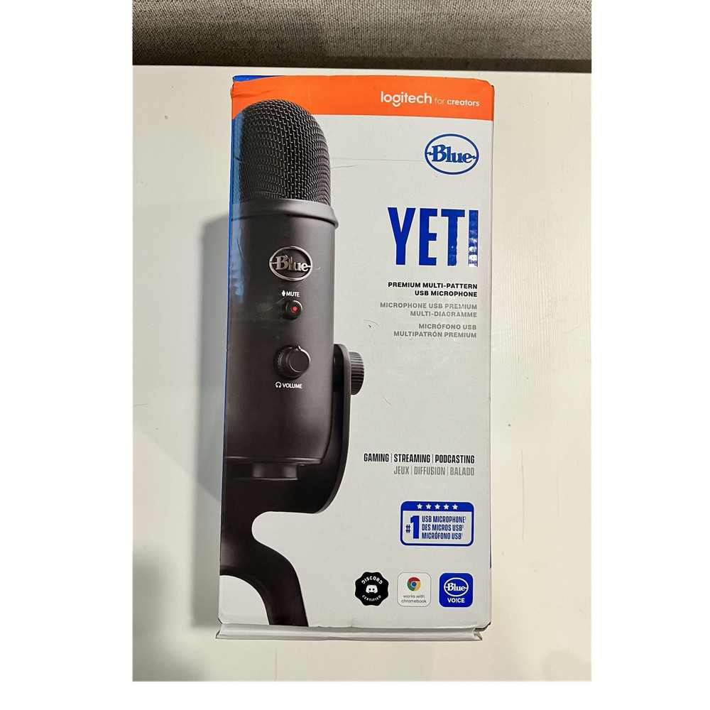 Blue Yeti USB Microphone Black Mute Button Adjustable Stand Volume Control