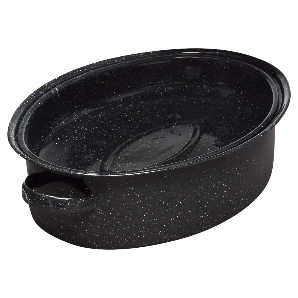 Covered Oval Roaster Pan 15 lb Capacity for Baking Cooking and Roasting