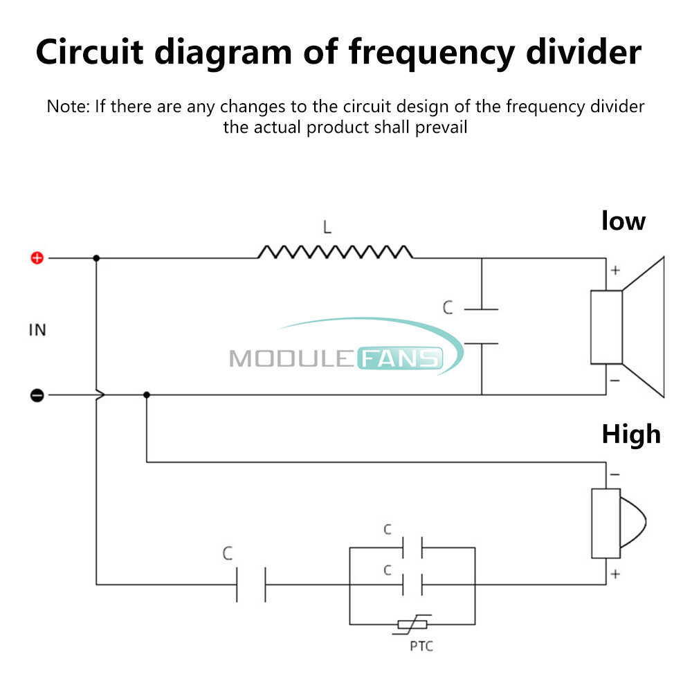 80W Hi-Fi Audio Speaker Crossover High & Low Two-way Filter Frequency Divider