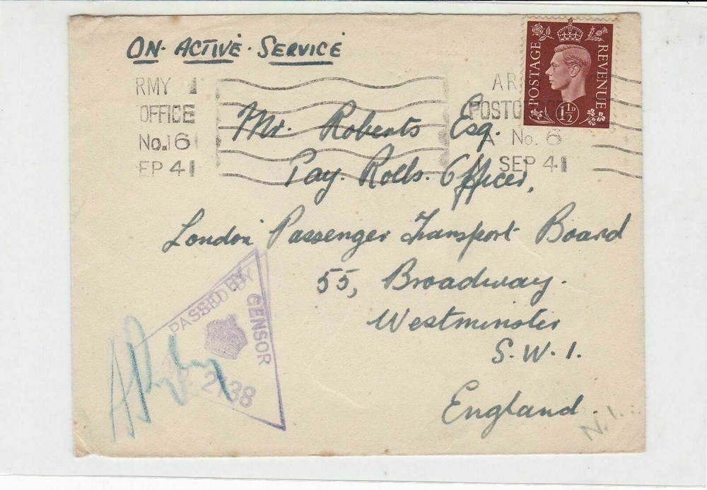 british army sep 1941 censor stamps cover ref 18630