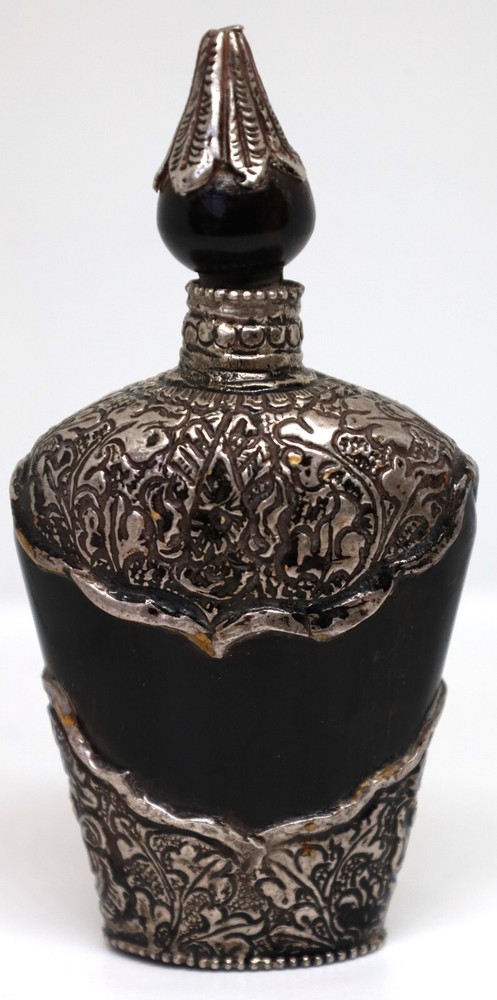 Antique Eastern Horn and Silver Mounted Scent Bottle Perfume Flask