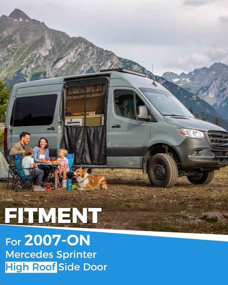 Van Bug Screen w/Privacy Panel Fit Mercedes Sprinter 2007-ON High Roof Side Door