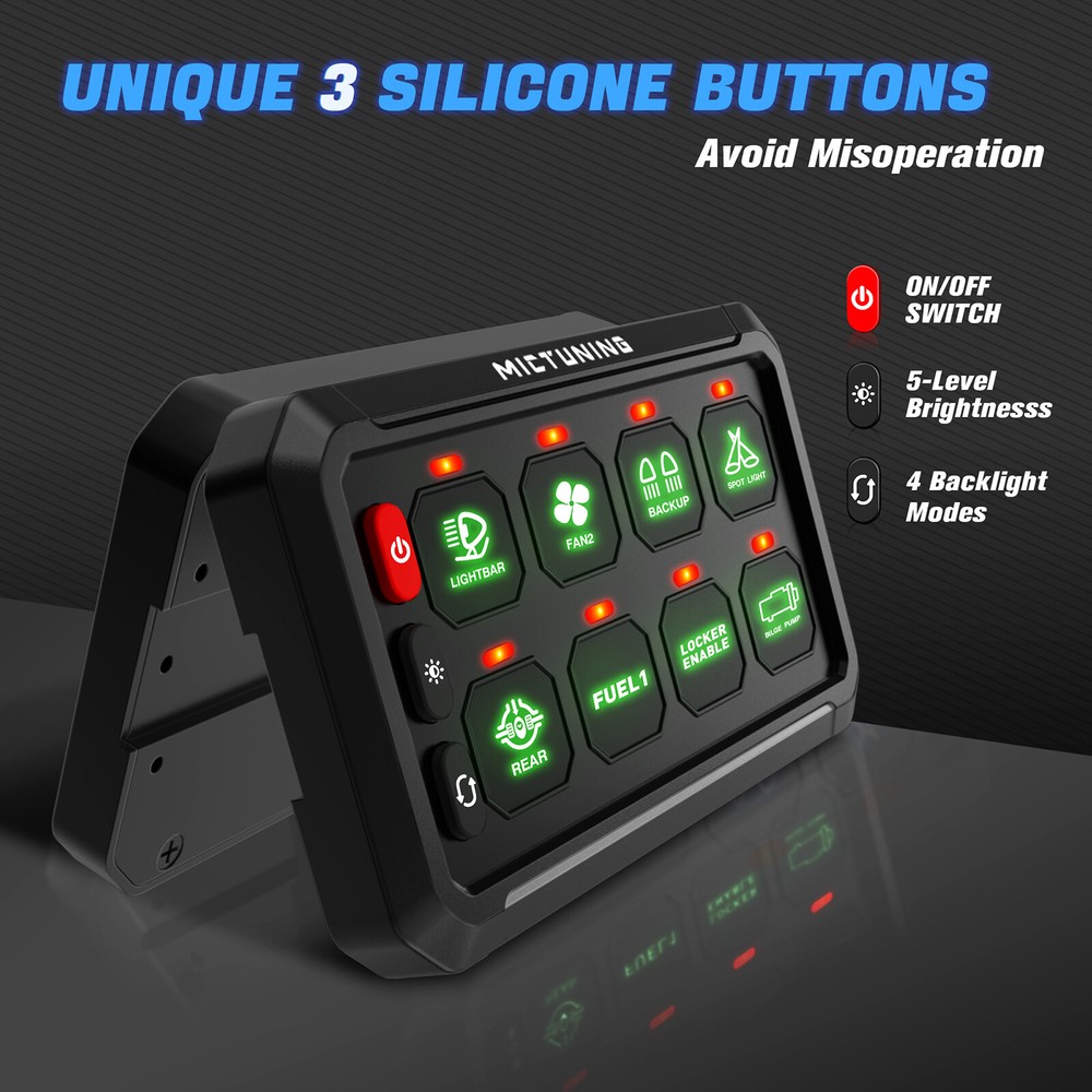 12/24V 8 Gang Switch Panel Led Light Bar Switch Momentary Strobe Switch Pod, USA