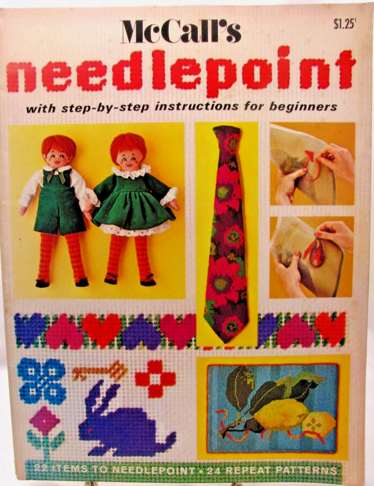Vintage McCalls Needlepoint Beginners Step by Step 1972 Patterns Stitches Design