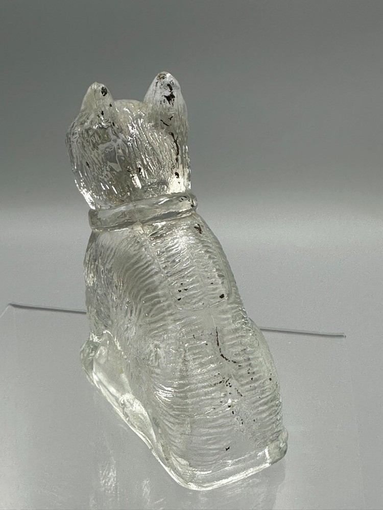 Vintage BULLDOG Dog Figural GLASS CANDY CONTAINER E&A 186