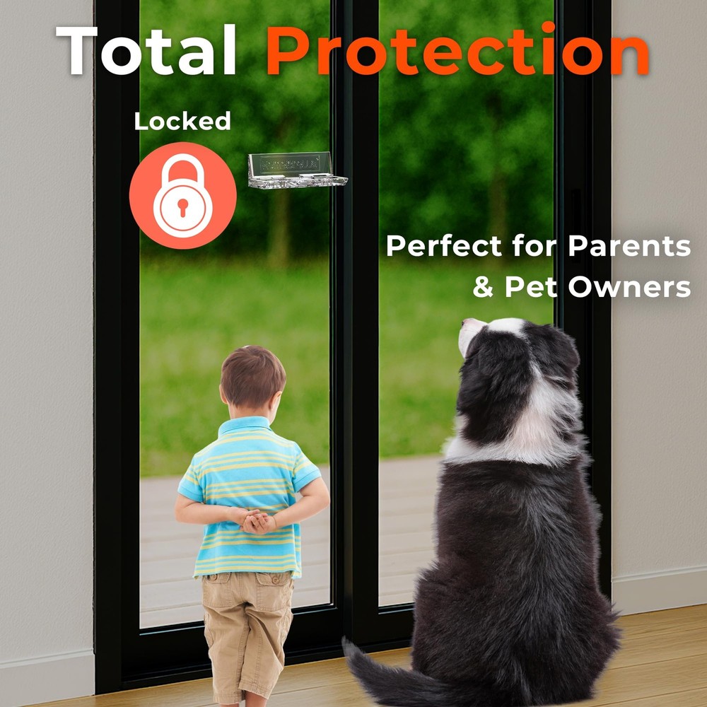 2-Pack Sliding Door Lock for Glass Doors & Windows - Transparent