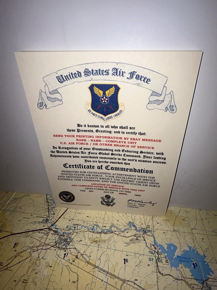 U.S.A.F. / AIR FORCE GLOBAL STRIKE COMMAND - CERTIFICATE OF COMMENDATION