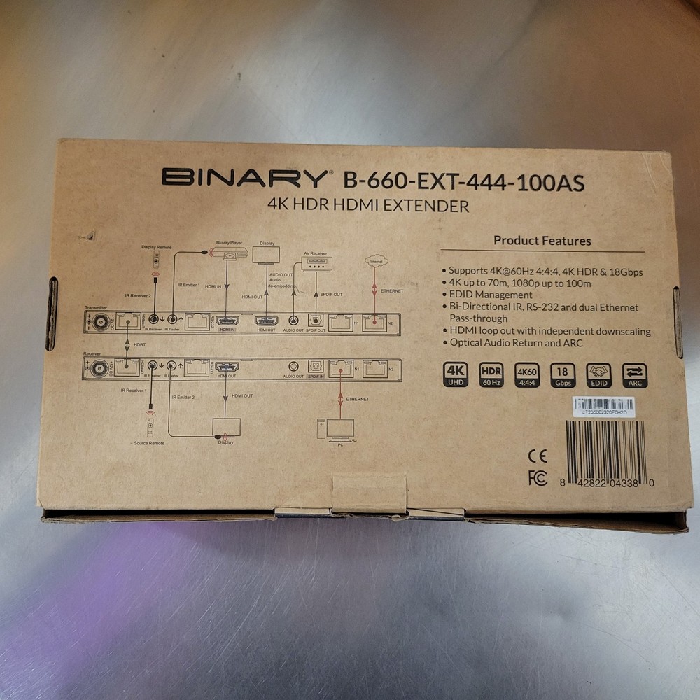 BINARY HDMI EXTENDER B-660-EXT-444-100AS Transmitter