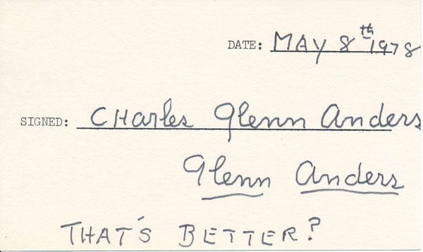 Glenn ANDERS / Signature Signed