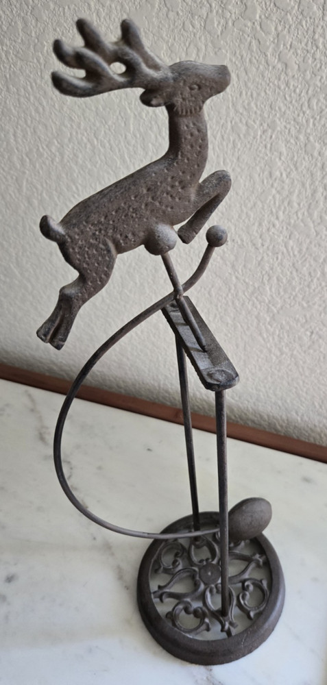 VTG Cast Iron Rustic Reindeer Balancing Pendulum - 18"
