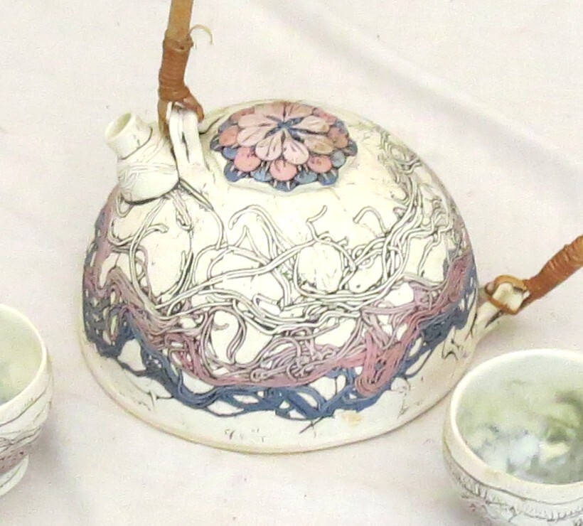 Romilla Batra Pottery Teapot & Two matching Cups