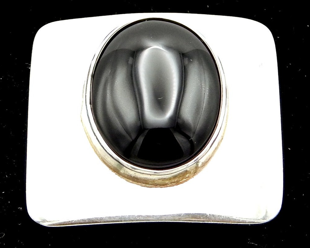 .925 Sterling Silver & Black Onyx Pin