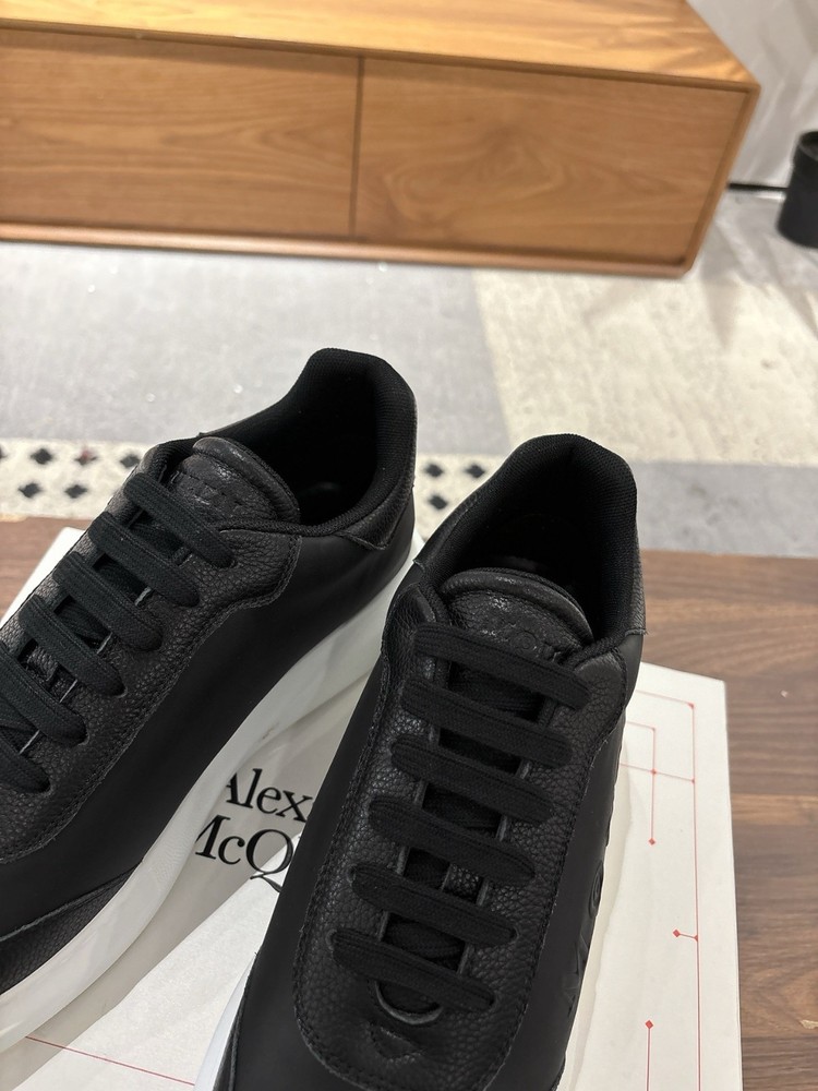Alexander McQueen Logo Low Top Sneaker Black White Leather