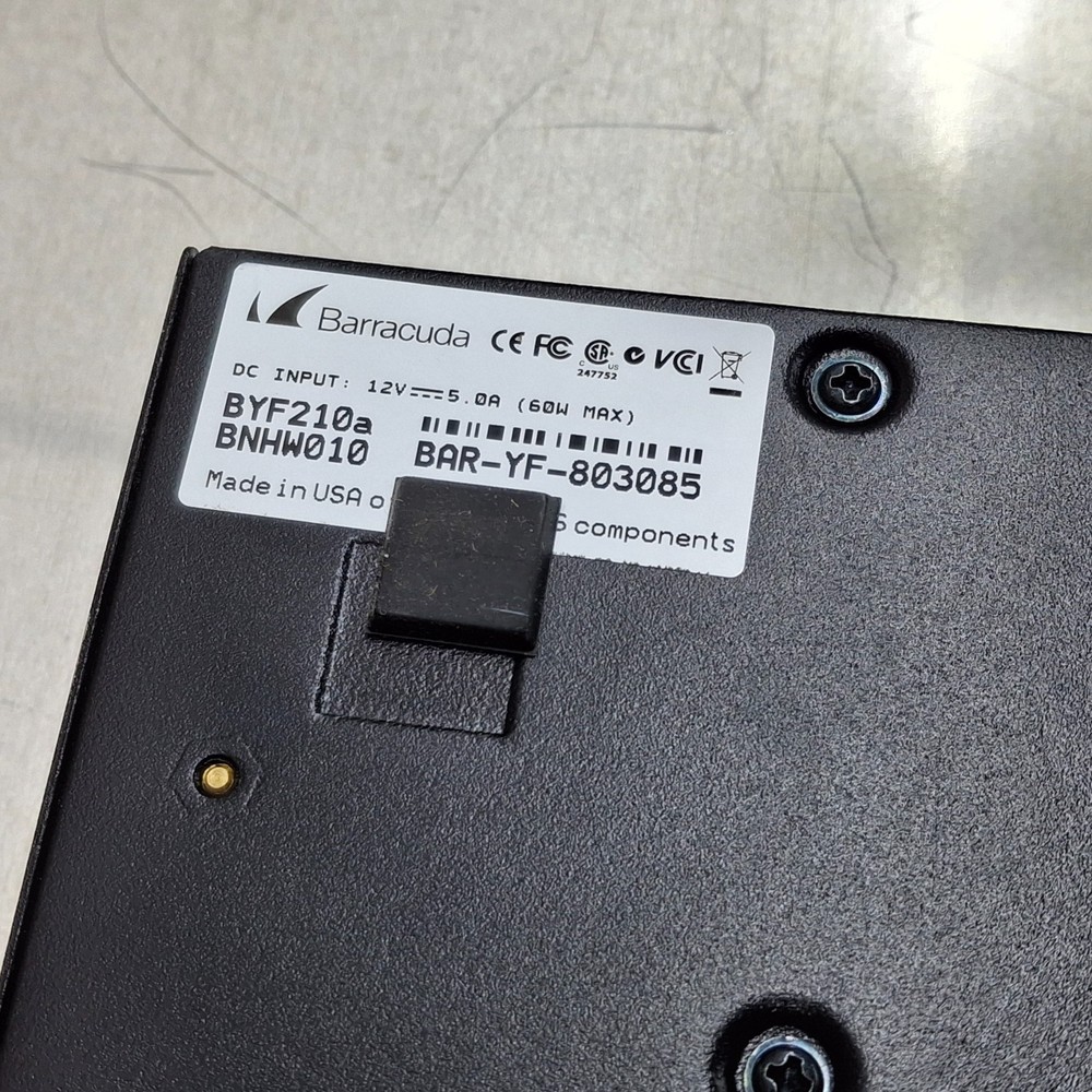 Barracuda Web Filter 210 Security Gateway BNHW010 Includes Power Adapter Cord