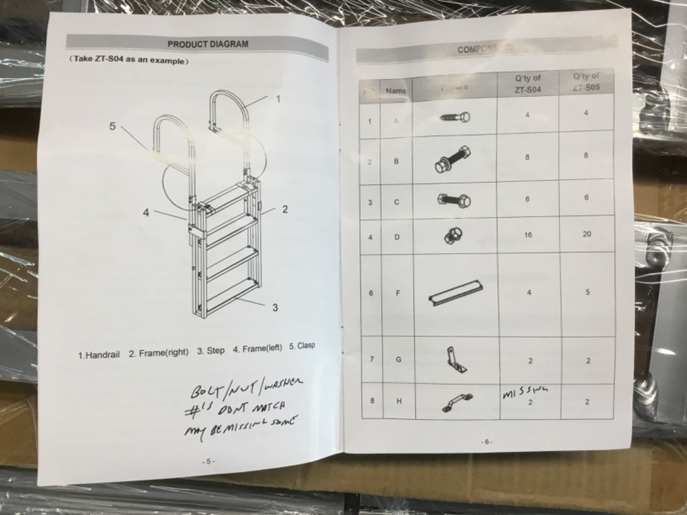VEVOR Dock Ladder Steps ZT-S04 - READ