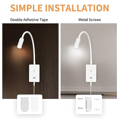 LED Wall Mounted Bedside Reading Light with Wireless Remote Control White