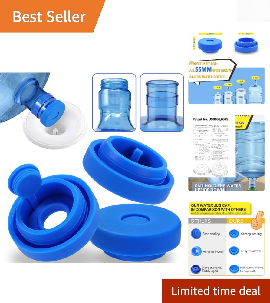 Dishwasher Safe Silicone Water Jug Caps – 3 Pack for Safe and Clean Storage