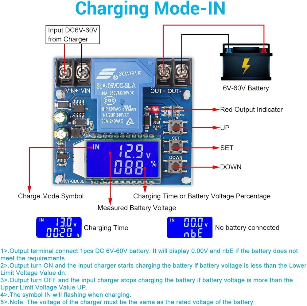 Low Voltage Disconnect Module 6V–60V 30A with LCD
