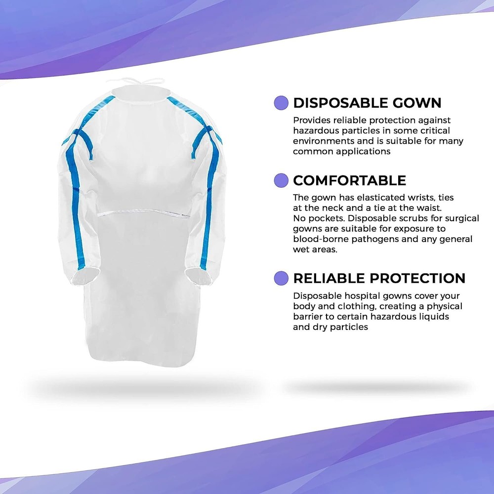 White Disposable Polypropylene Lab Coats Small 50 gsm /w Tie Back Closure