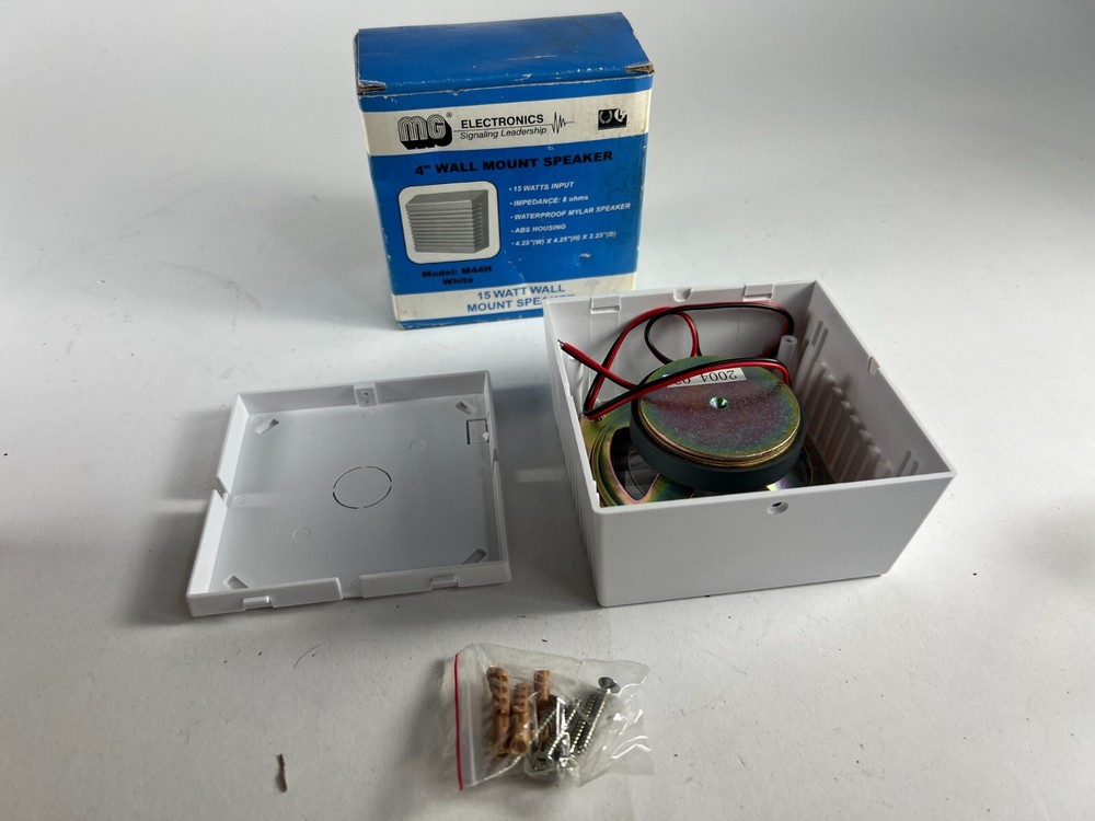 MG Electronics 4" Wall Mount Speaker Model M44H - White 15 Watt New
