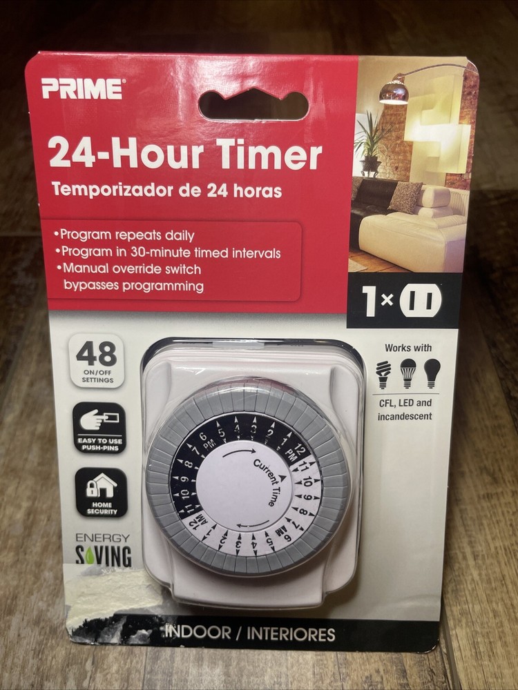 Prime 24-Hour Timer Indoor TNI2412 Plug In Programmable White NEW