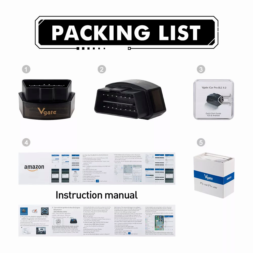 Vgate iCar Pro Bluetooth 4.0 Adapter OBD2 Diagnostic Scanner Tool Code Reader