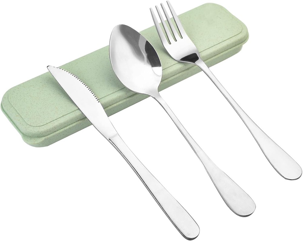 Travel Sierware Set with Case - Portable Reble Utensils - Spoon,