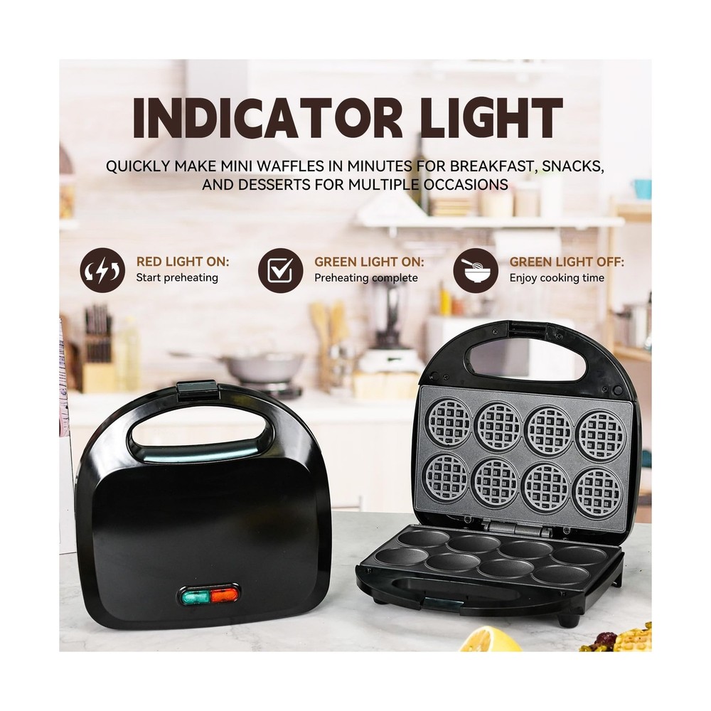 Mini Waffle Maker, Machine Nonstick Small Waffle Maker with Quick H... Fast Ship