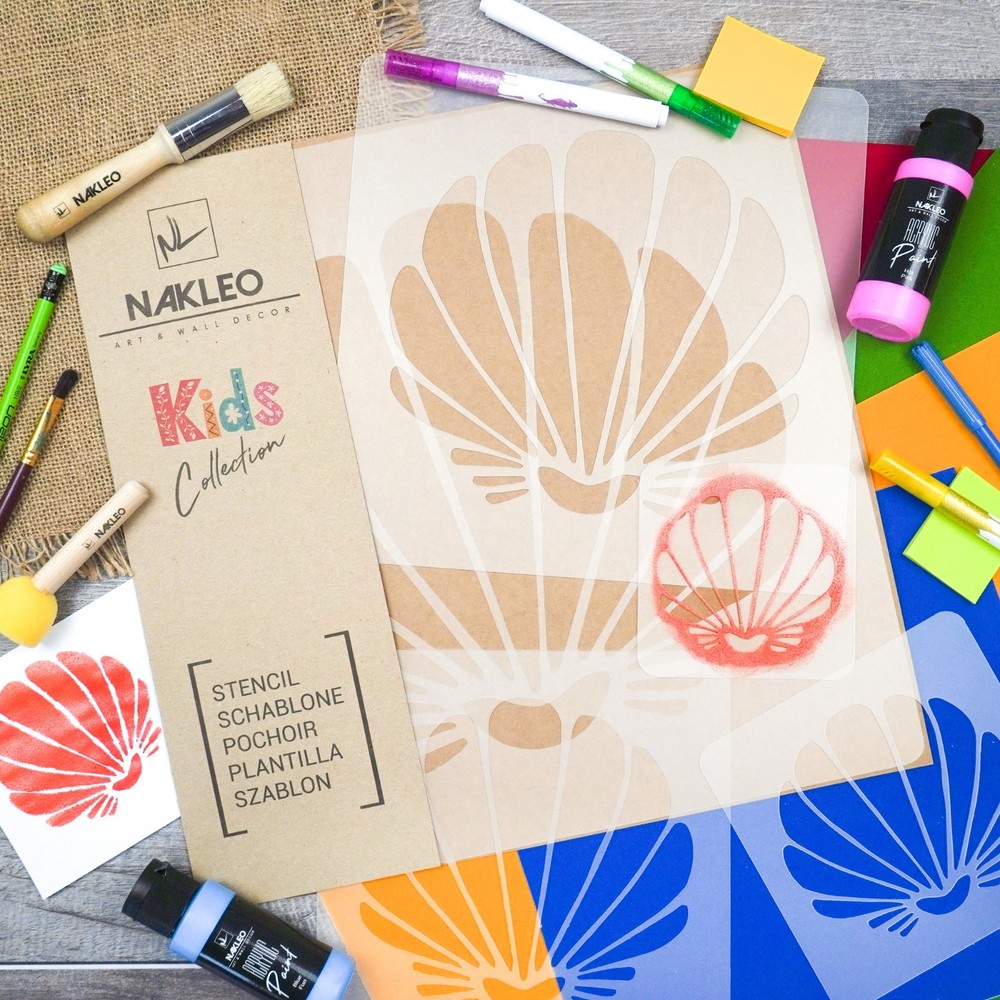 KIDS Reusable Plastic Stencils (5 pcs) // SCALLOP SHELL