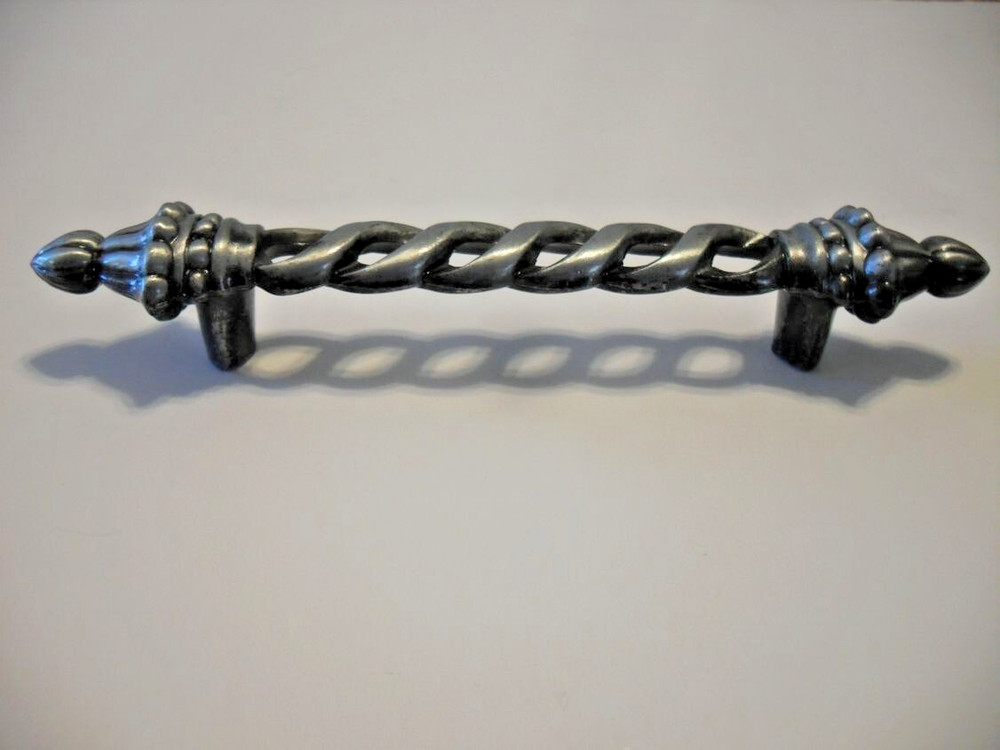 Vintage Nos Drawer Pull Silver/Pewter & Black Barber Pole Shape Cabinet Handle