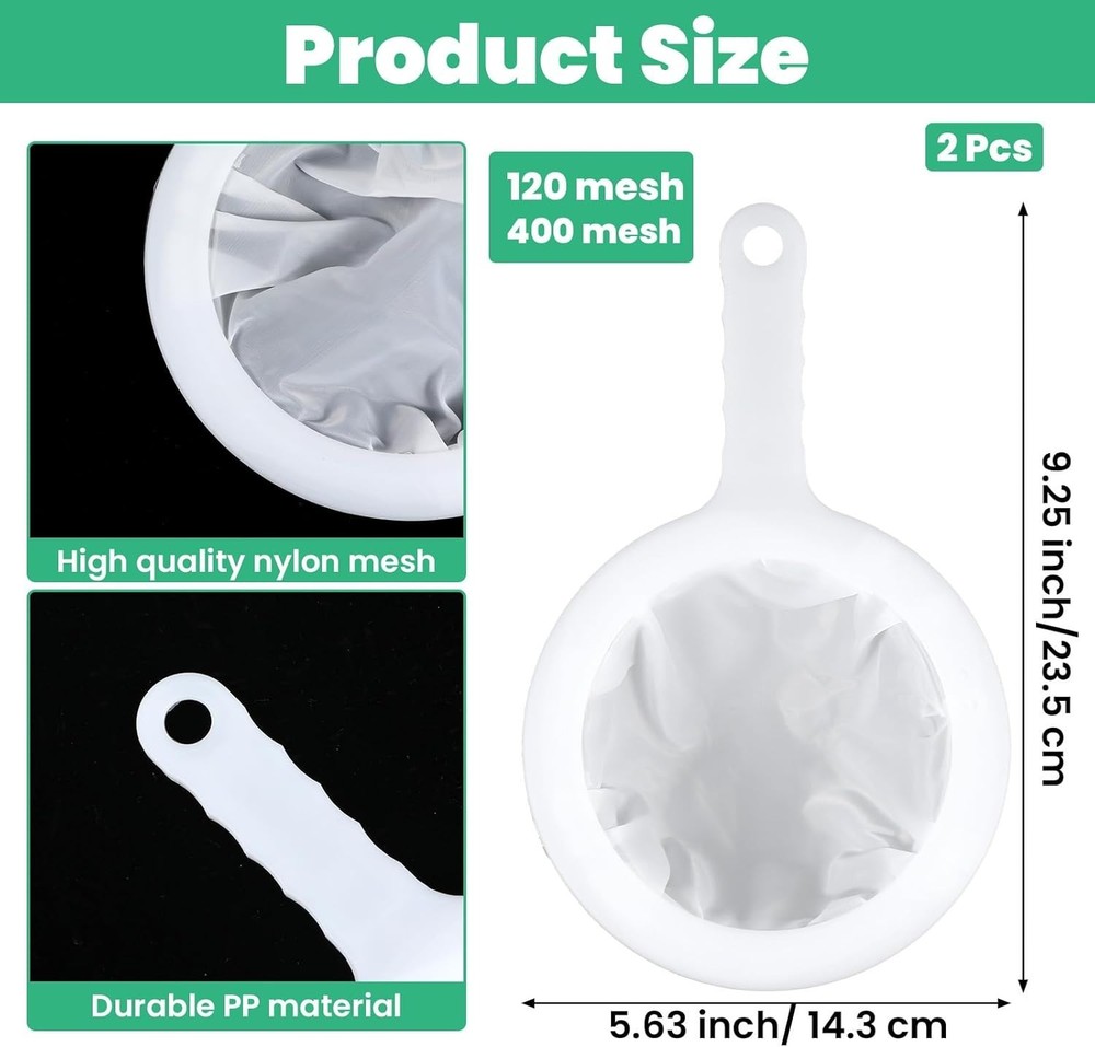 Ergonomic Non-Slip 2 Pack Plastic Mesh Strainer for Smooth Straining Needs