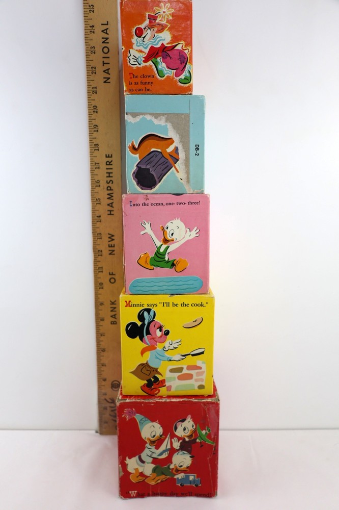 Vtg Disney Stacking Nesting Rattle Blocks - MICKEY MOUSE, DONALD DUCK & MORE