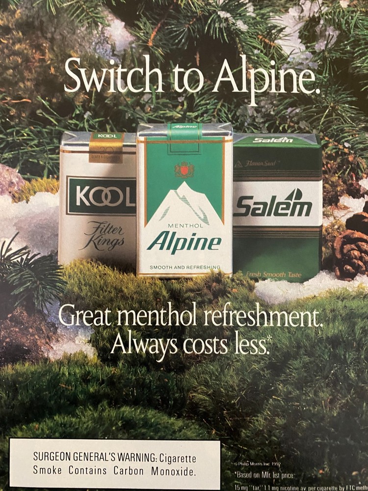 Alpine Cigarettes, Full Page Vintage Print Ad
