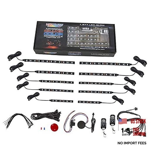 10pc Advanced Million Color LED Motorcycle Accent Underlow Light Kit - 15