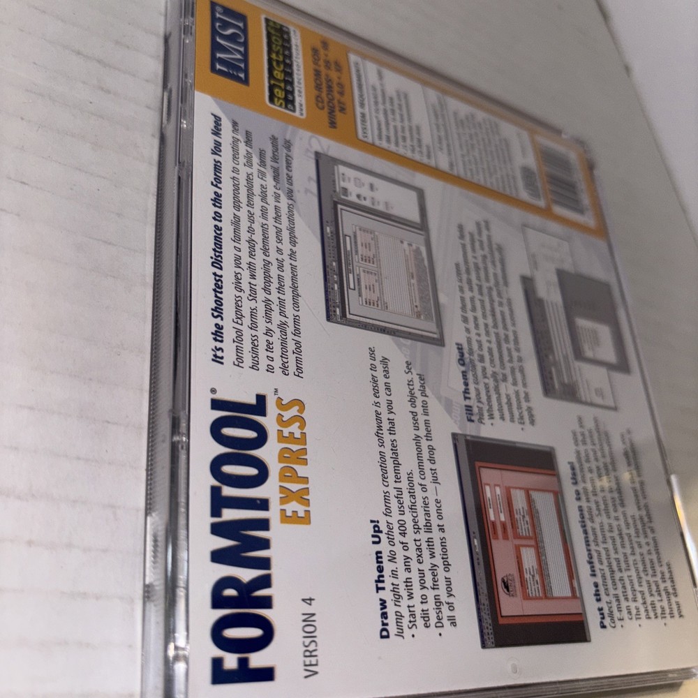 Form Tool Express Version 4 Software CD Rom Windows 95-98-XP Template/Form Build