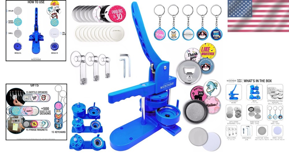 Craft & Share - Button Maker Machine for 500 Unique Badges & Personalized Gifts
