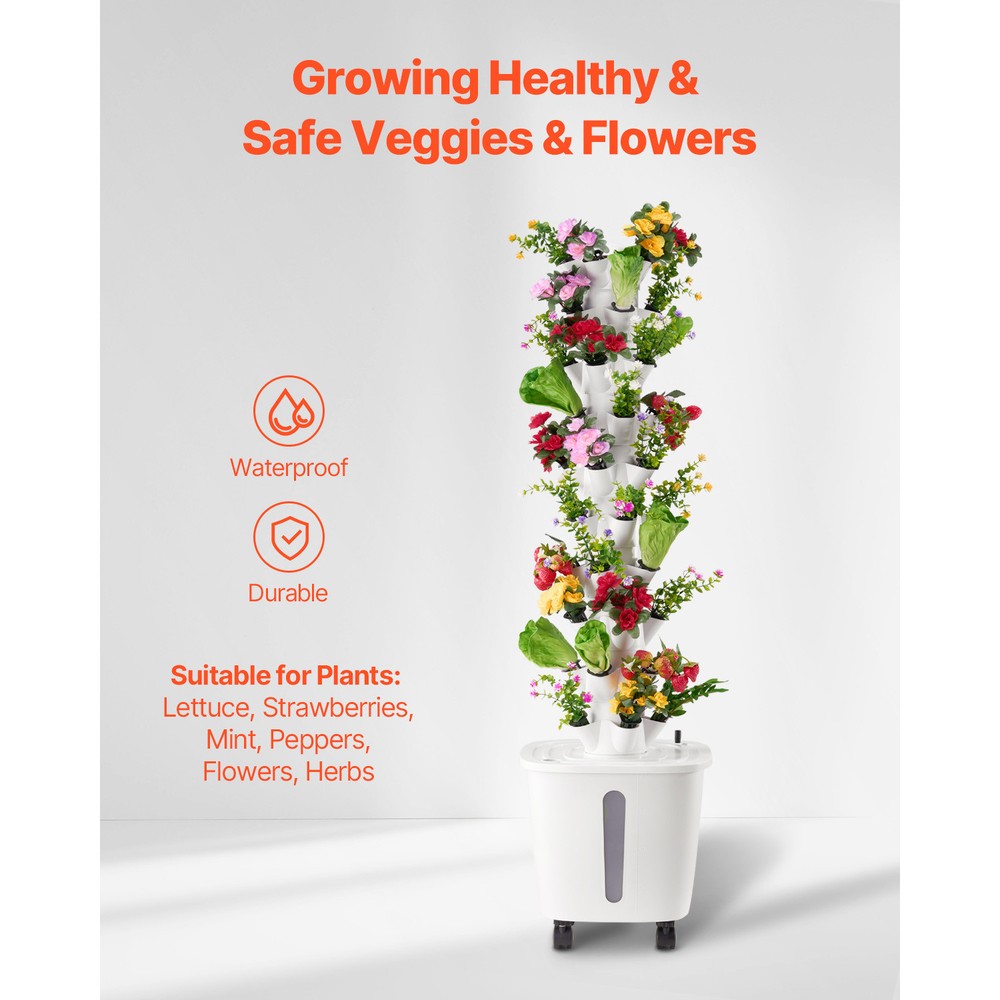 Hydroponic Growing System with Wheel 50 Pods Indoor Hydroponic Tower