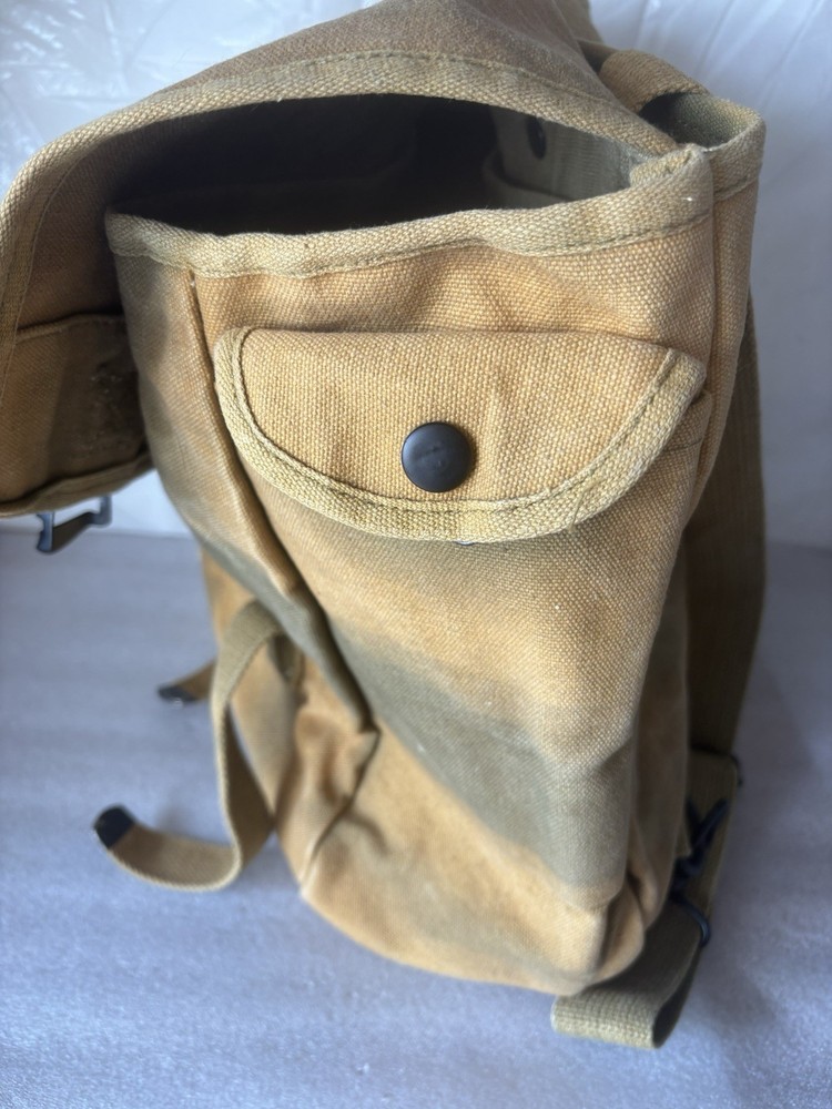 Military Style Canvas Backpack Tan/green