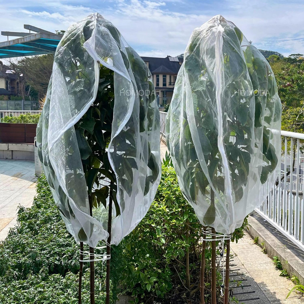 Fruit Tree Netting Cover with Zipper & Drawstring, 2 Packs 4Ft X 4Ft Insect Bird