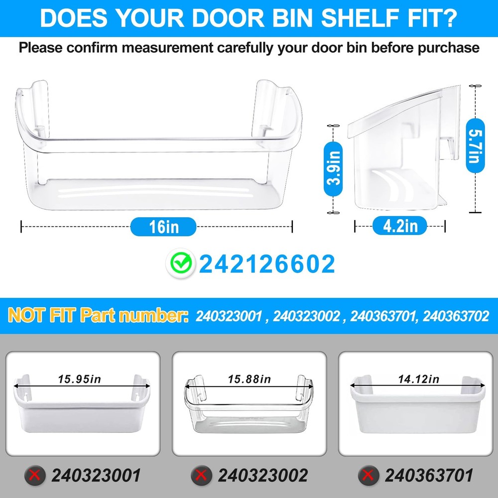 2 Pack Refrigerator Door Bin Shelf Replacement for Frigidaire 2421266