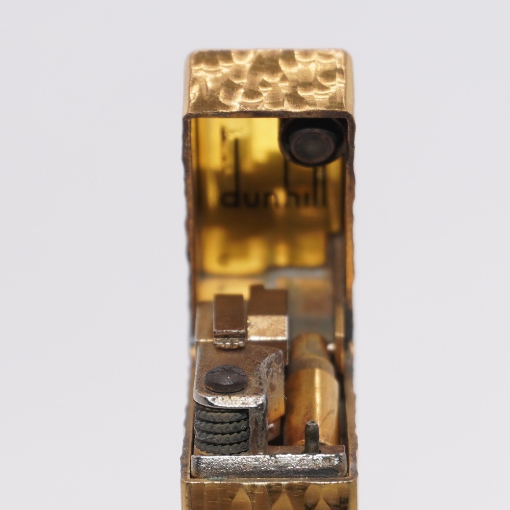 Dunhill Lighter Gold Bark Pattern-Ultrasonically Cleaned_Working