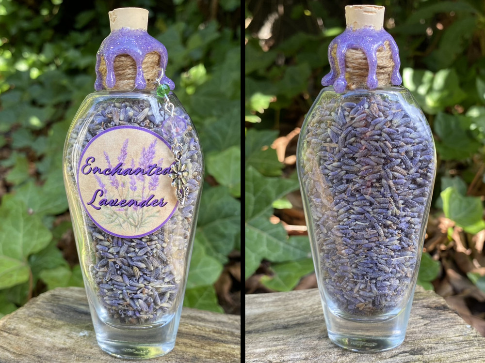 Enchanted Lavender Decorative Potion Bottle Bookshelf Fantasy Decor