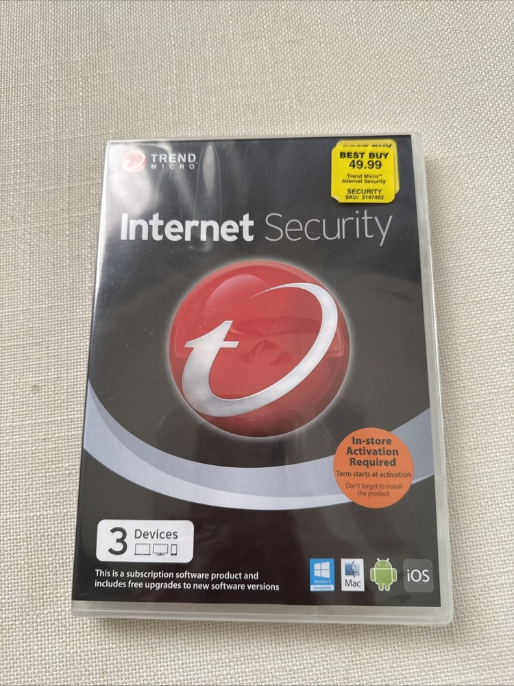 Trend Micro Internet Security (Windows 8/Mac/And/iOS, 3 Devices Protected) NEW