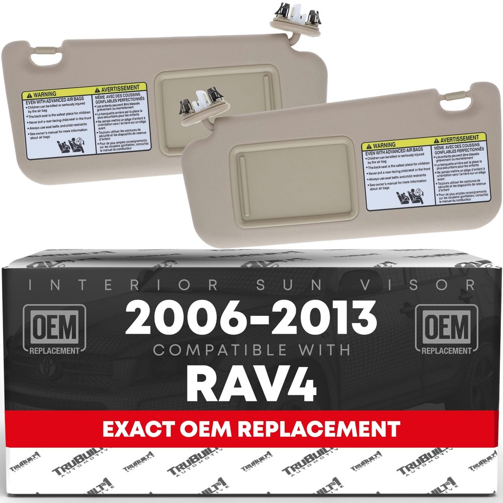 Sun Visor Replacement Set, Left and Right - Compatible with 2010-2012 Toyota RAV