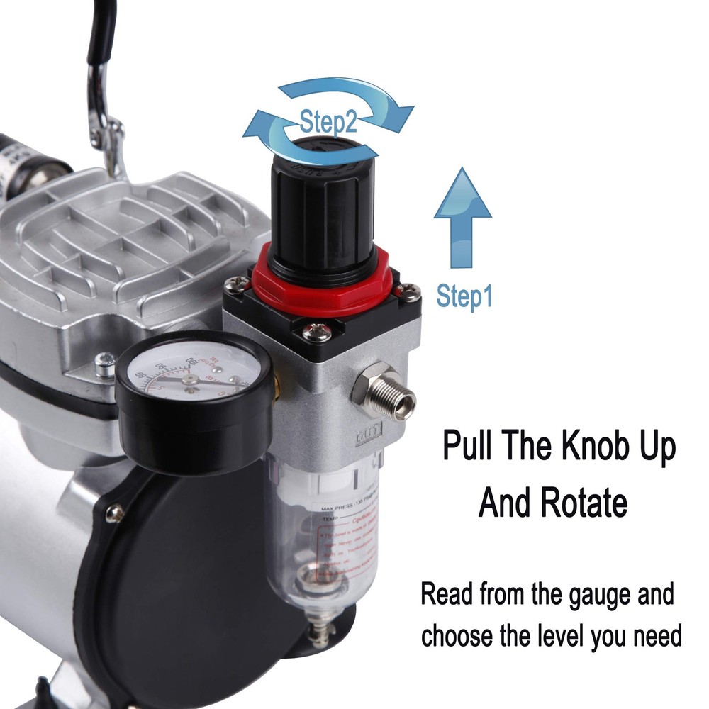 Airbrush Compressor AS18-2, Basic Mini Compressor, 4 Bar/Auto Stop for Hobby ...