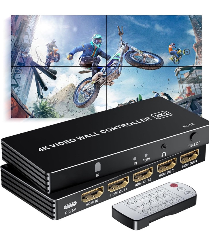 4k VIDEO TV WALL CONTROLLER 2*2 HDMI inputs HDMI Output processor with remote