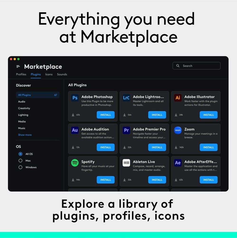 Logitech - MX Creative Console Programmable Keypad, Advanced Dialpad and Keypad
