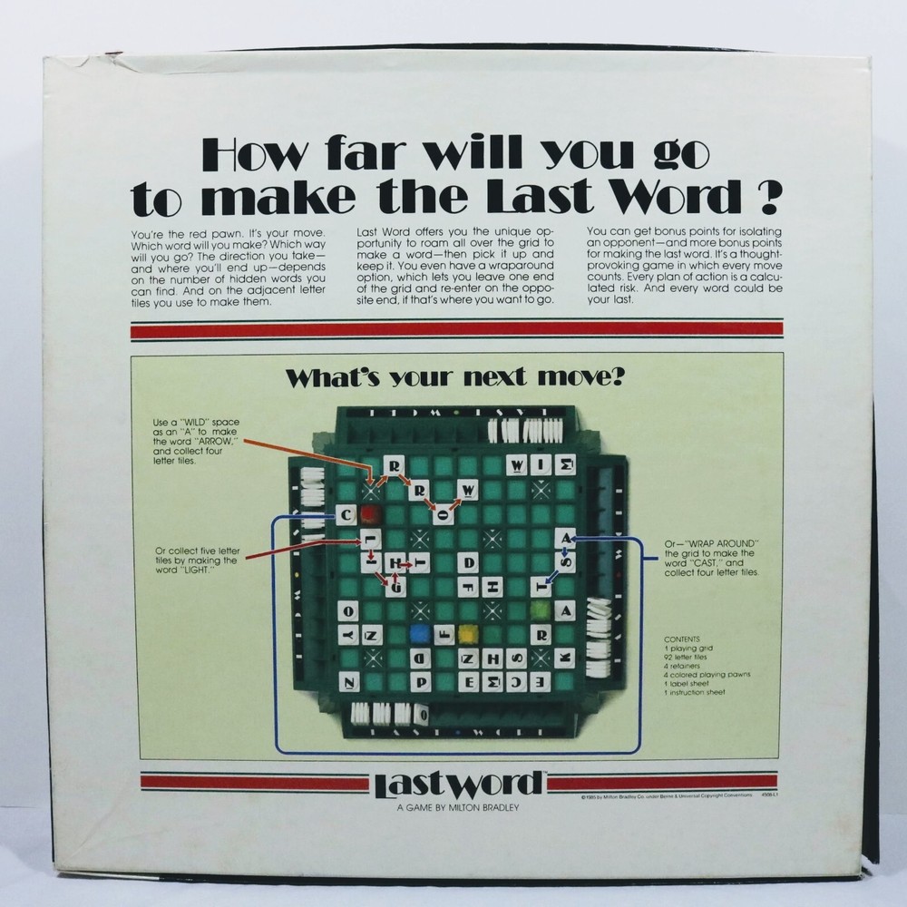 1985 Game Last Word Milton Bradley