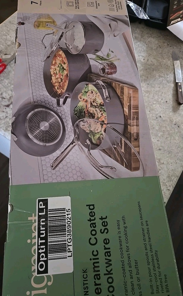 NEW Figment 7 Pc Ceramic Coated Cookware Set BLUE